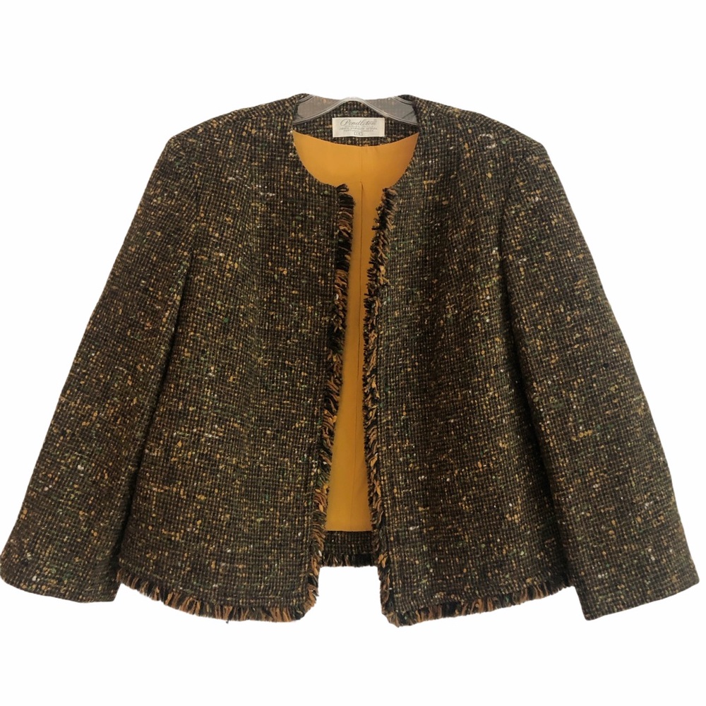 Pendleton Autumn Fringed Tweed Wool Jacket 14